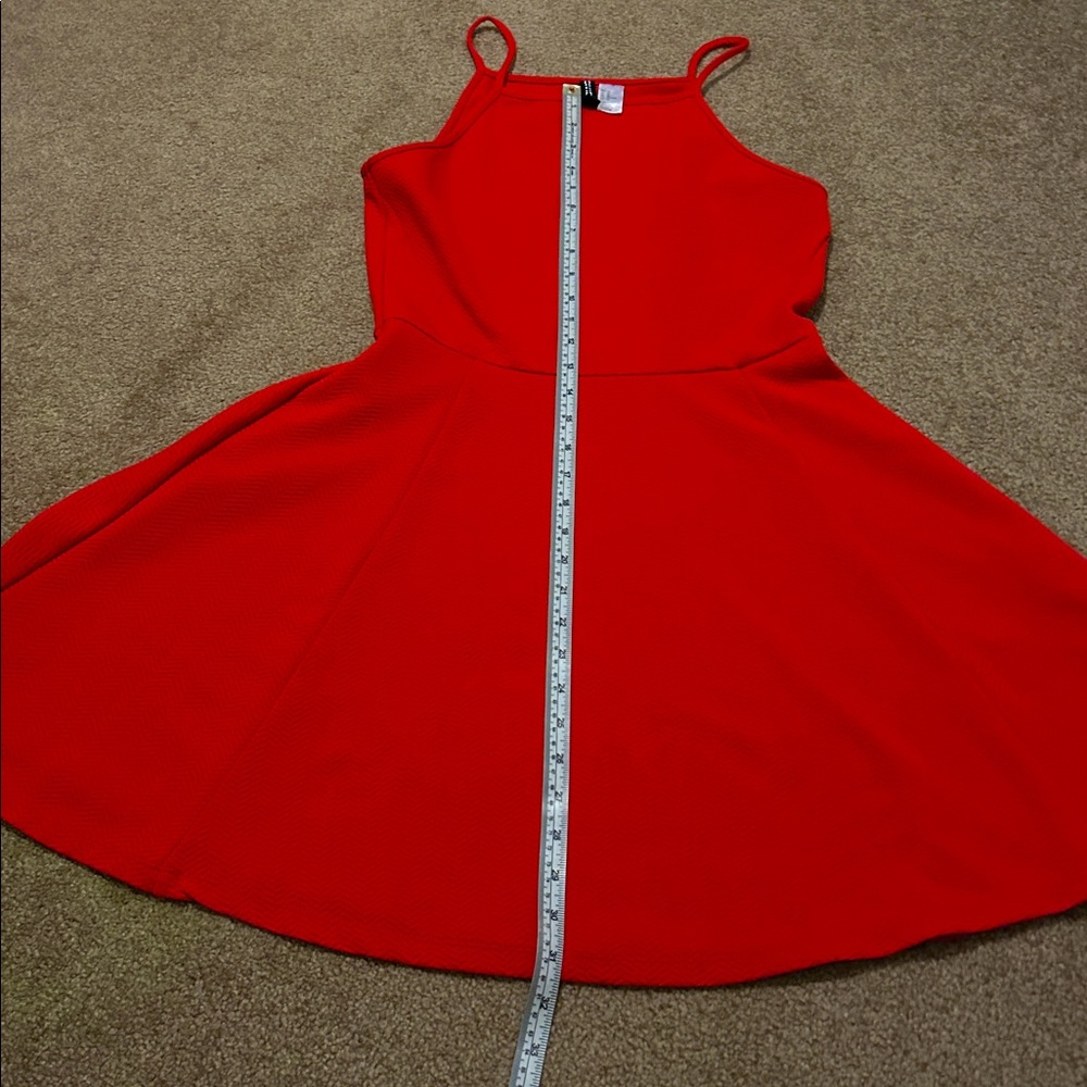 Divided H&M Red Textured Knit Flare Mini Dress size 10 - Picture 10 of 13